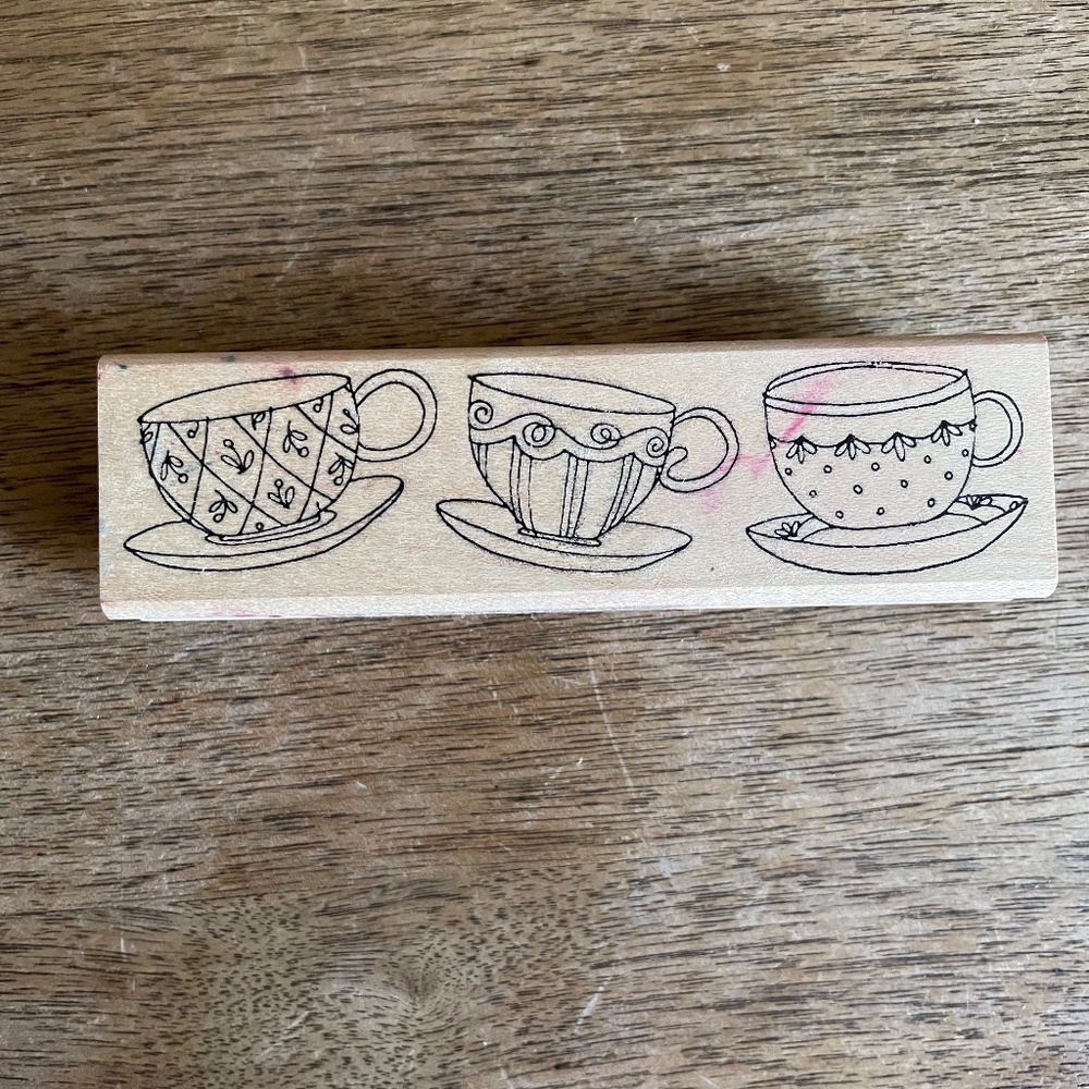 3 Teacups Rubber Stamp